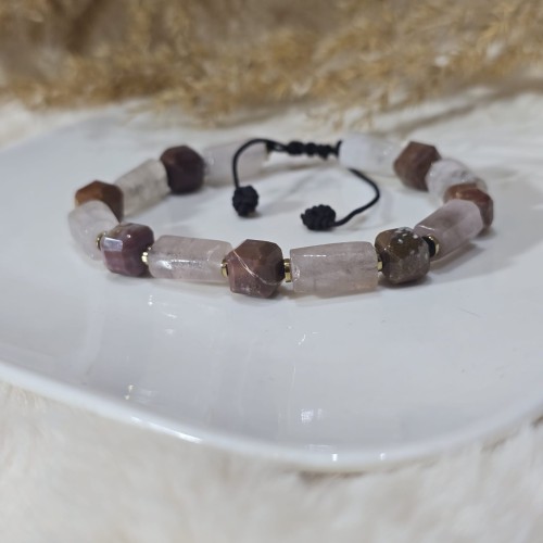 Bransoletka "Harmonia i Miłość": Agat Indyjski i Morganit