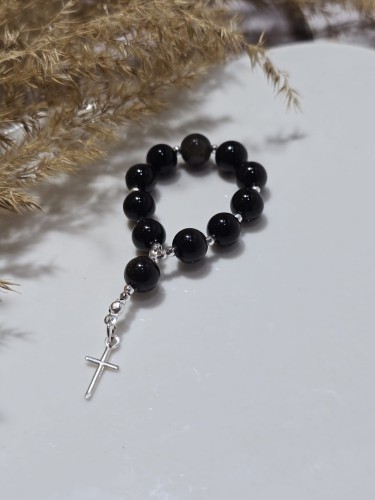 Różaniec z Obsydianu i Srebra próby 925 – Siła i Ochrona