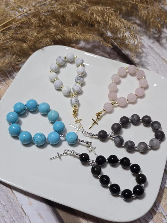 Różaniec z Agatu Szarego i Srebra próby 925 – Harmonijny Spokój