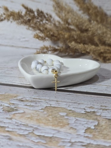 Różaniec z Howlitu i Srebra próby 925 – Światło i Cierpliwość