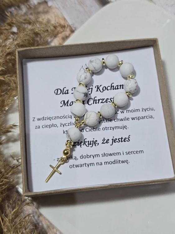 Różaniec z Howlitu i Srebra próby 925 – Światło i Cierpliwość