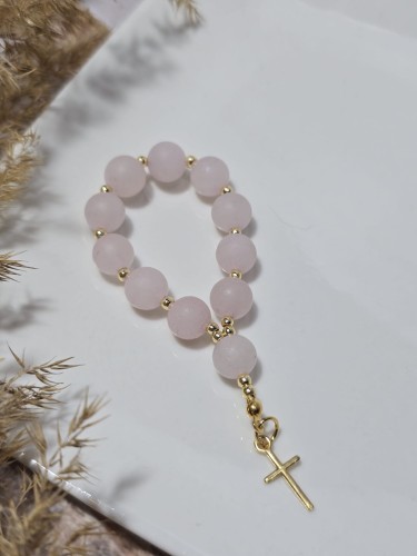 Różaniec z Różowego Kryształu Górskiego i Srebra próby 925 – Subtelność i Miłość