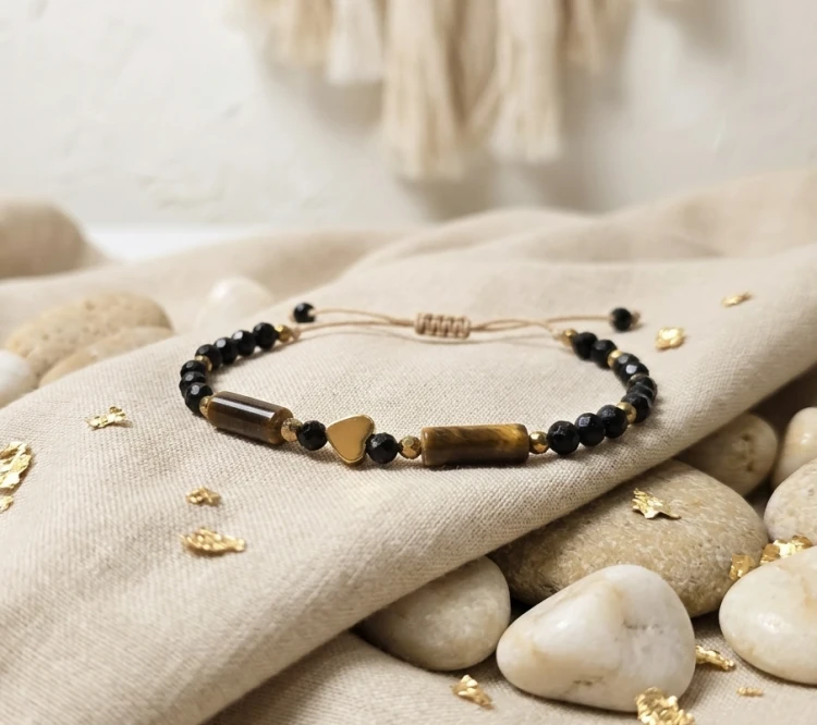 Bransoletka Mocy i Harmonii – Tygrysie Oko, Turmalin i Serce z Hematytu