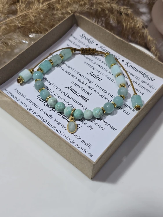 Morska Harmonia – Bransoletka z Jadeitem, Amazonitem i Turkusem Peruwiańskim